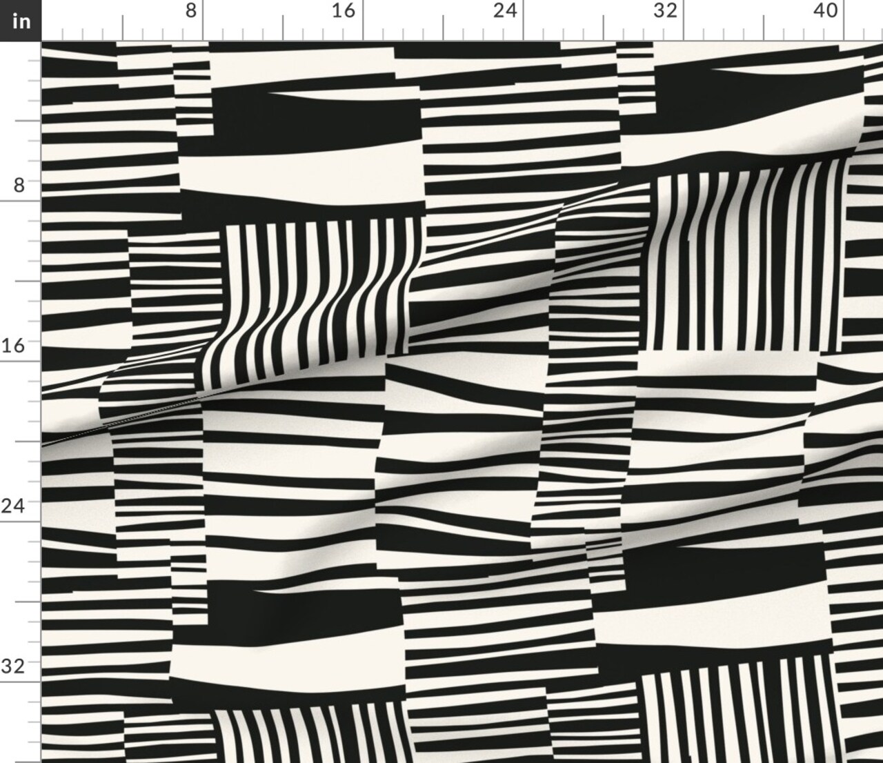 Monochrome Stripe Bold 60S Black And White Pop Art Large Print Custom Printed Fabric by Spoonflower Various Fabrics by the Yard or Fat Quarter